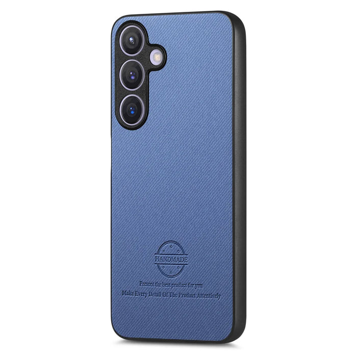 For Samsung Galaxy A27 5G Case Leather Phone Back Cover with Cloth Texture - Blue - 3