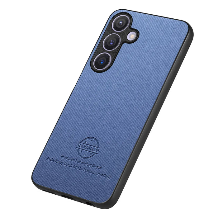 For Samsung Galaxy A27 5G Case Leather Phone Back Cover with Cloth Texture - Blue - 4