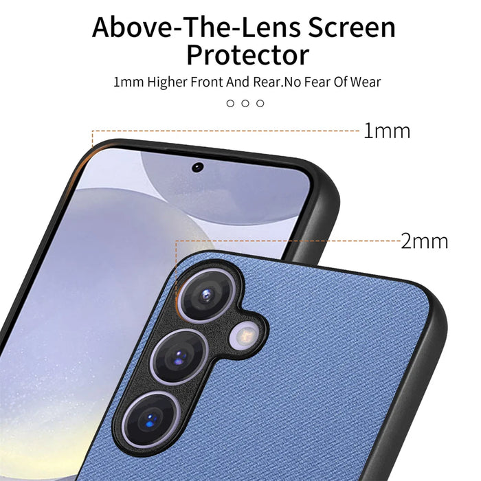 For Samsung Galaxy A27 5G Case Leather Phone Back Cover with Cloth Texture - Blue - 7