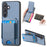 For Samsung Galaxy A27 5G Case with Card Holder Kickstand Leather Back Cover - Blue - 1