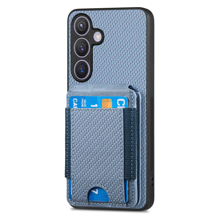 For Samsung Galaxy A27 5G Case with Card Holder Kickstand Leather Back Cover - Blue - 2