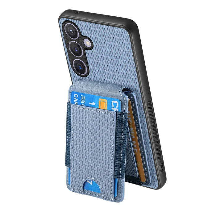 For Samsung Galaxy A27 5G Case with Card Holder Kickstand Leather Back Cover - Blue - 3