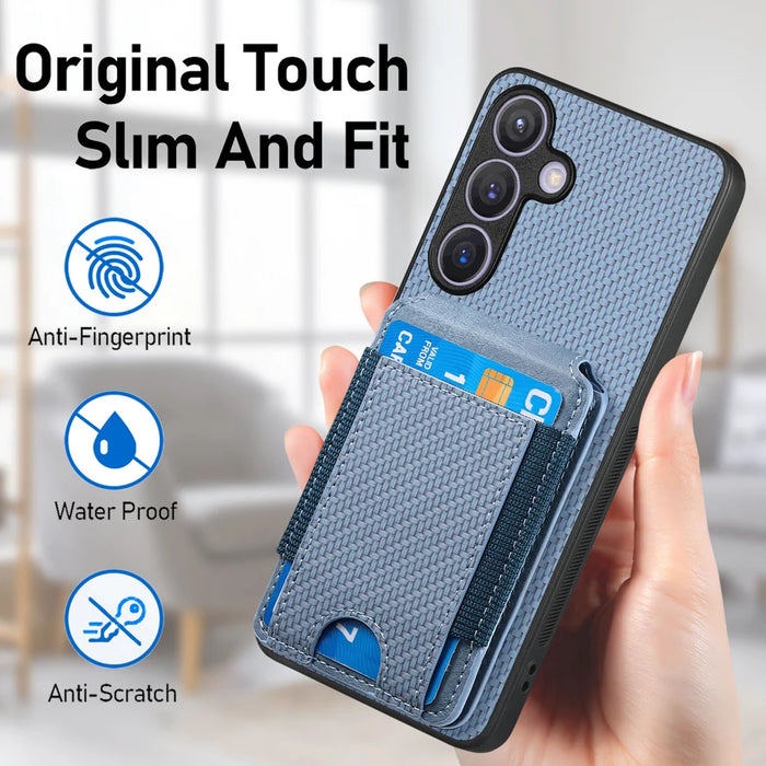 For Samsung Galaxy A27 5G Case with Card Holder Kickstand Leather Back Cover - Blue - 7