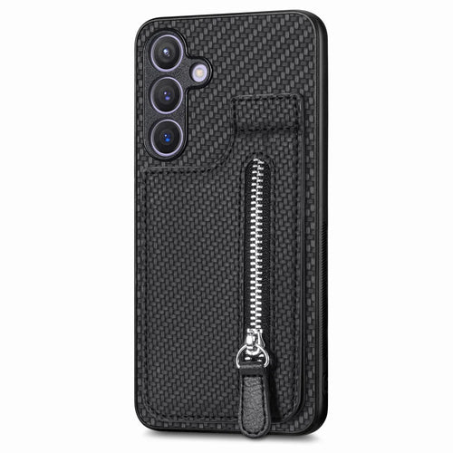 For Samsung Galaxy A27 5G Case Leather+PC+TPU Zipper Wallet Phone Cover - Black - 1
