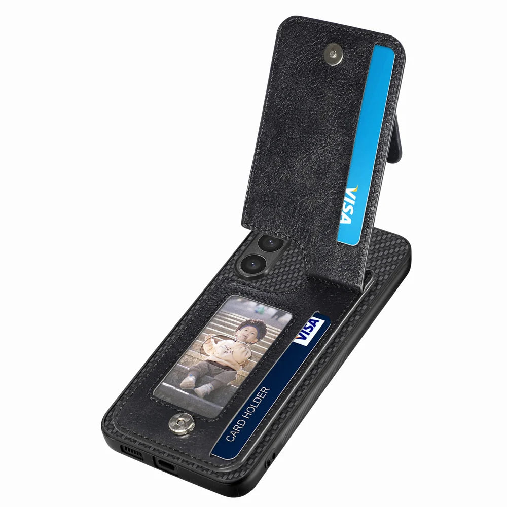 For Samsung Galaxy A27 5G Case Leather+PC+TPU Zipper Wallet Phone Cover - Black - 3