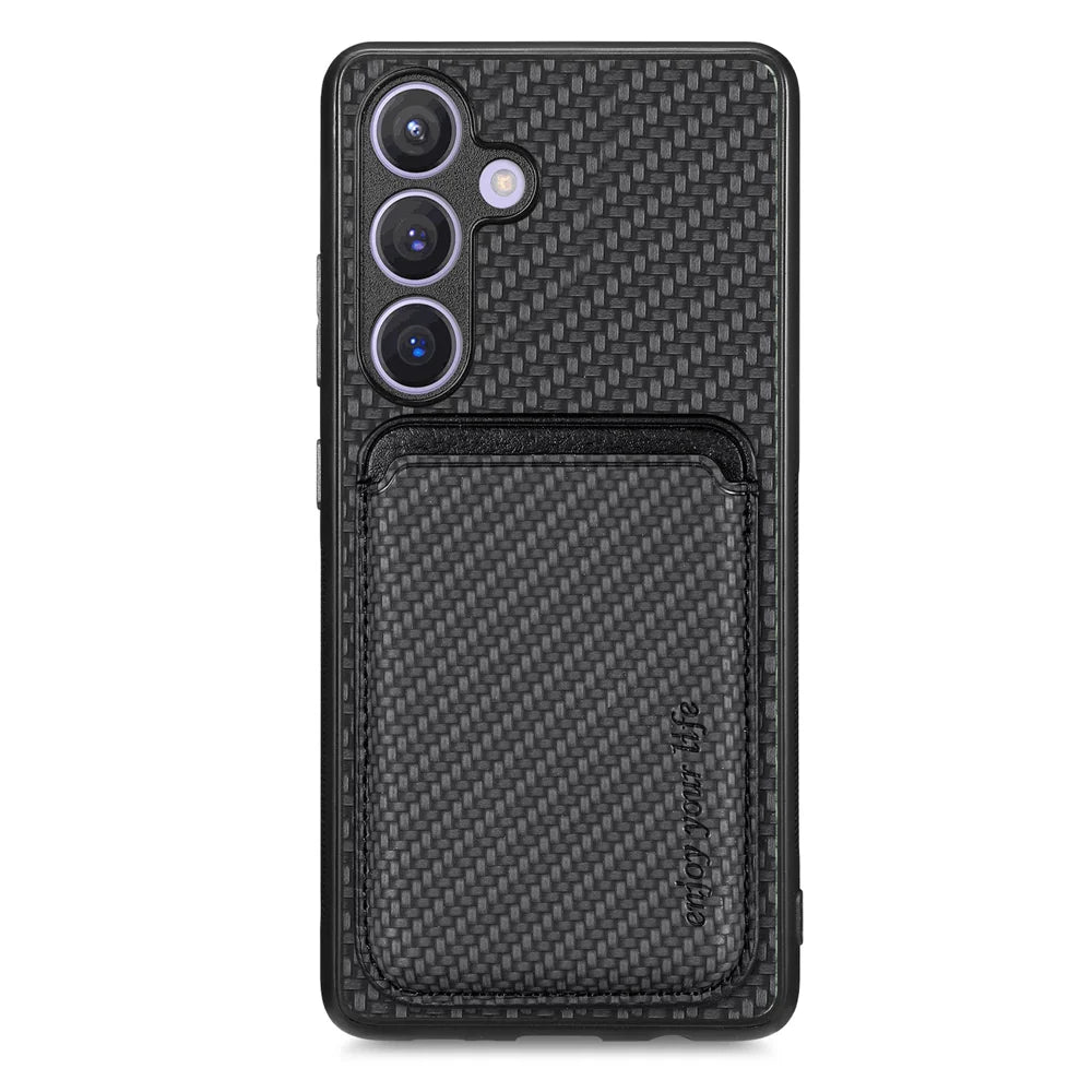For Samsung Galaxy A27 5G Case Magnetic Detachable Card Holder Phone Back Cover - Black - 1