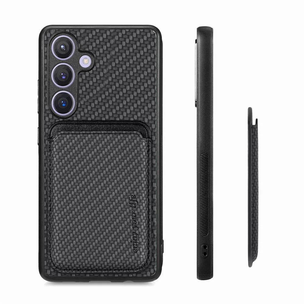 For Samsung Galaxy A27 5G Case Magnetic Detachable Card Holder Phone Back Cover - Black - 3