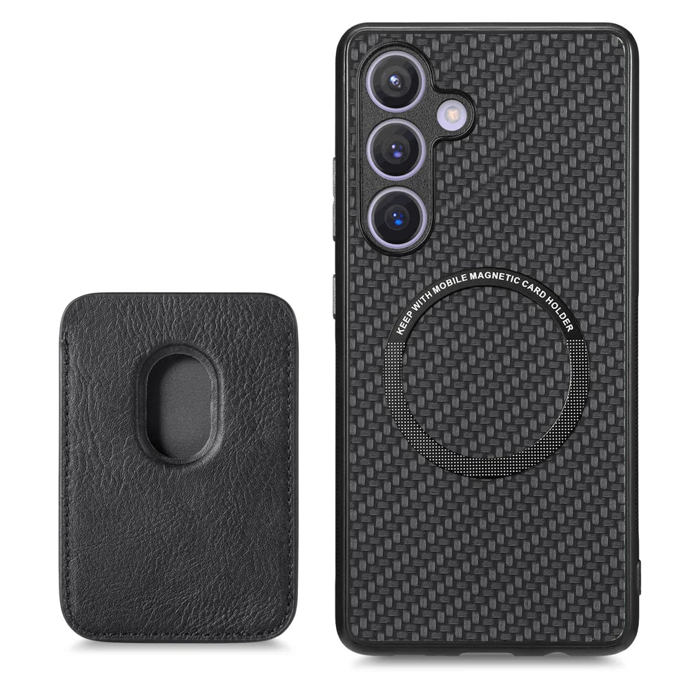 For Samsung Galaxy A27 5G Case Magnetic Detachable Card Holder Phone Back Cover - Black - 4