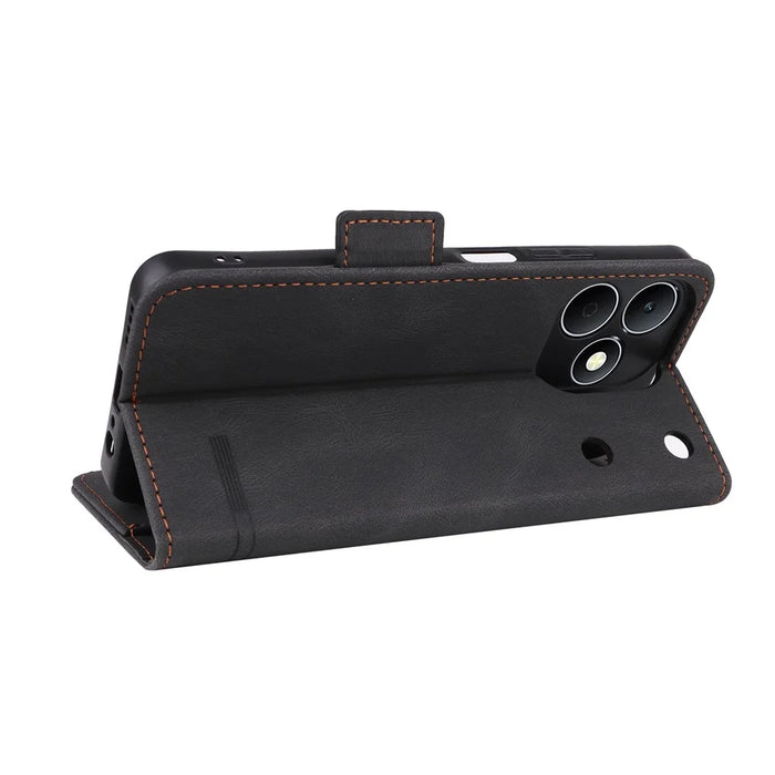 For Realme Note 80 4G Phone Case Leather Wallet Flip Phone Cover with Hardware Decor - Black - 2