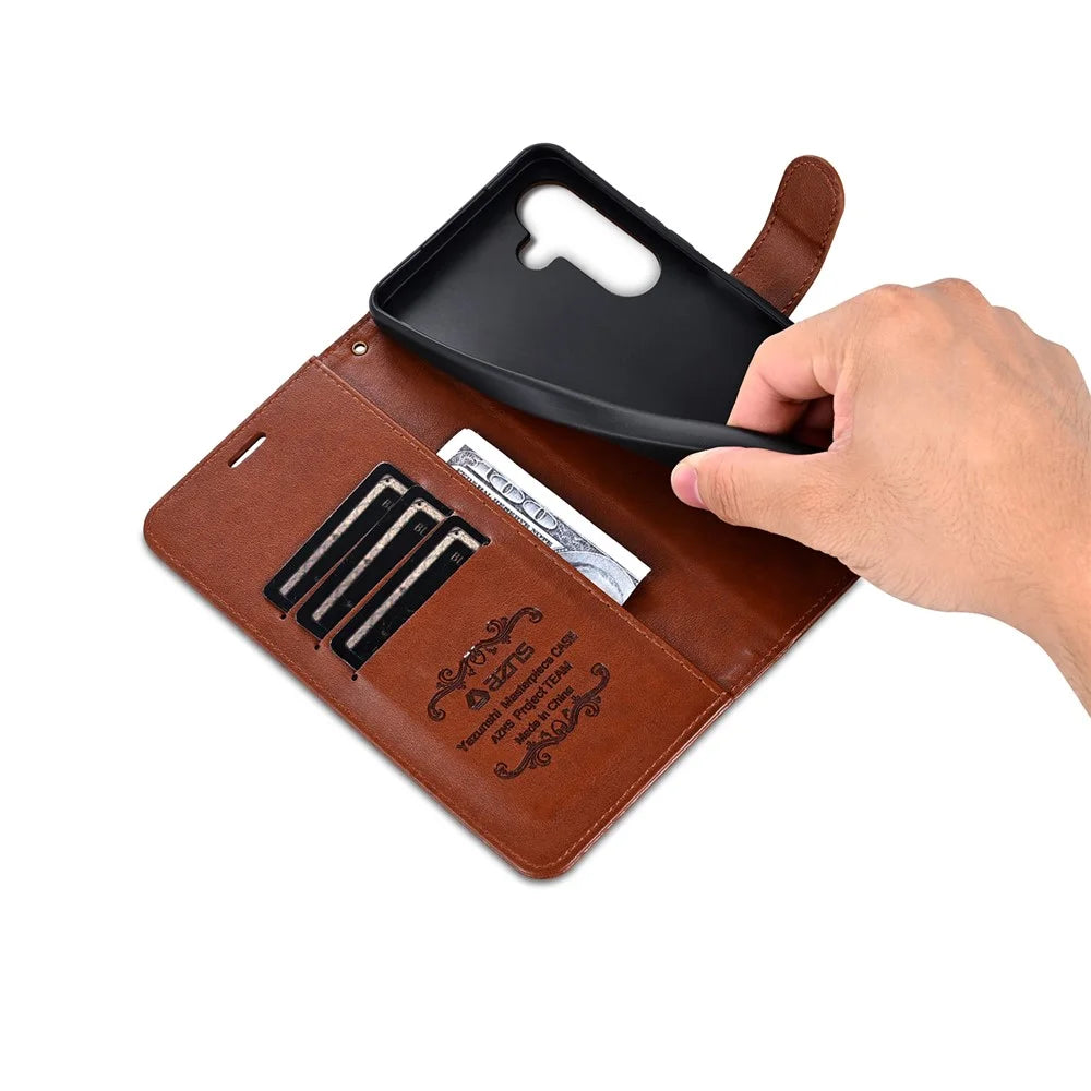 AZNS For Samsung Galaxy A27 5G Case Anti-Scratch PU Leather Stand Wallet Phone Cover - Brown - 3