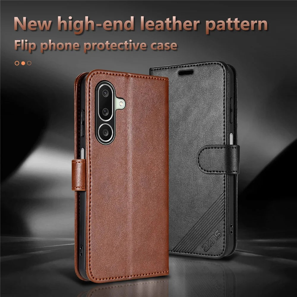 AZNS For Samsung Galaxy A27 5G Case Anti-Scratch PU Leather Stand Wallet Phone Cover - Brown - 4