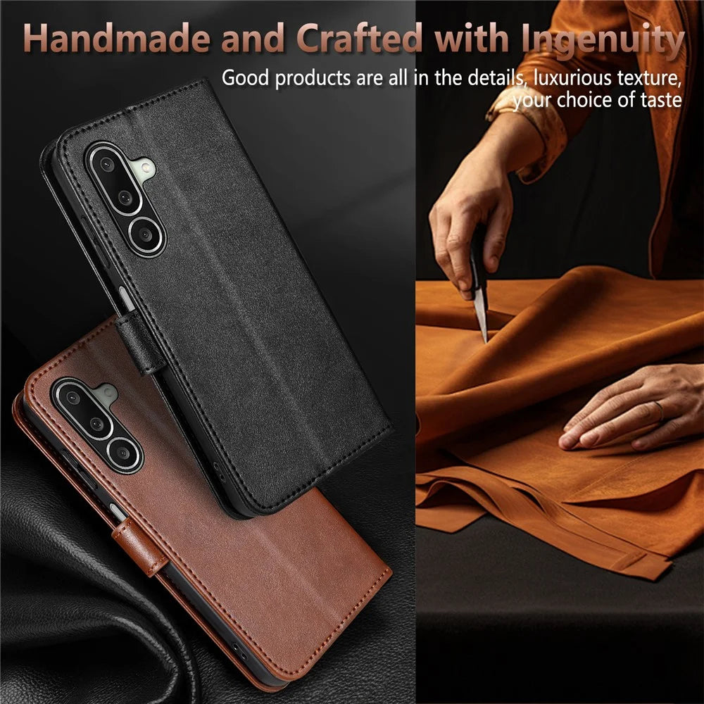AZNS For Samsung Galaxy A27 5G Case Anti-Scratch PU Leather Stand Wallet Phone Cover - Brown - 5