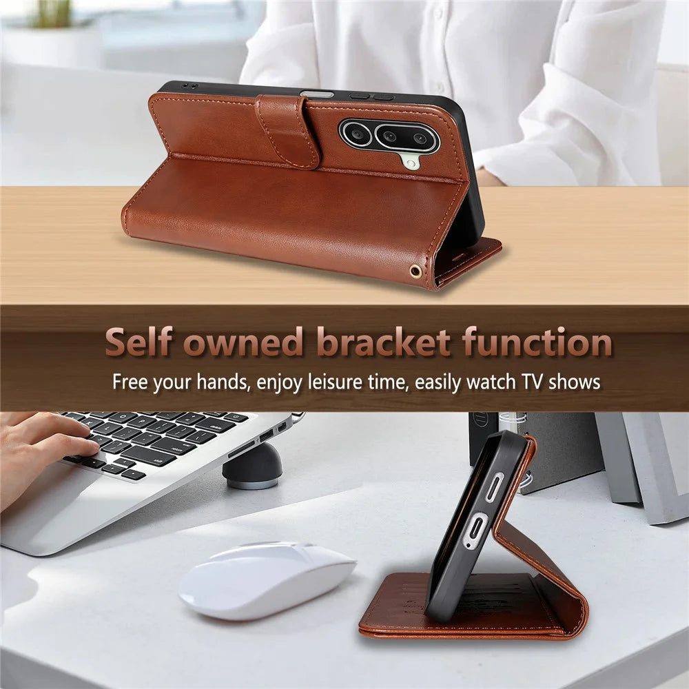 AZNS For Samsung Galaxy A27 5G Case Anti-Scratch PU Leather Stand Wallet Phone Cover - Brown - 7