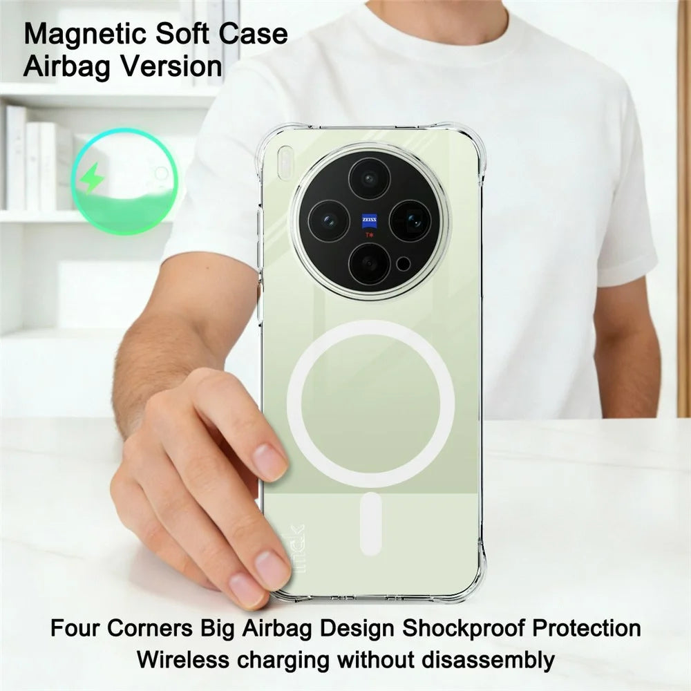 IMAK for vivo X300s 5G Magnetic Case Airbag Shockproof Protection TPU Phone Cover - Transparent - 3