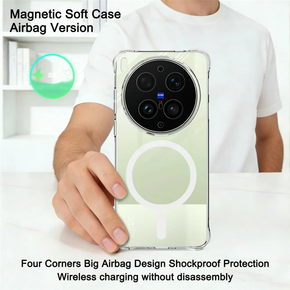 IMAK for vivo X300 Ultra 5G Magnetic Case Airbag Shockproof Protection TPU Phone Cover - Transparent - 3