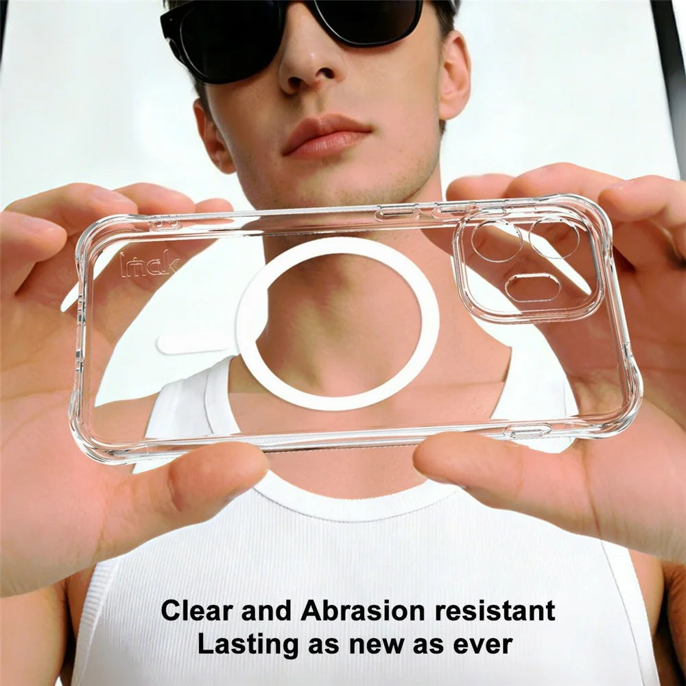 IMAK for OnePlus 15T 5G Magnetic Case Airbag Shockproof Protection TPU Phone Cover - Transparent - 4