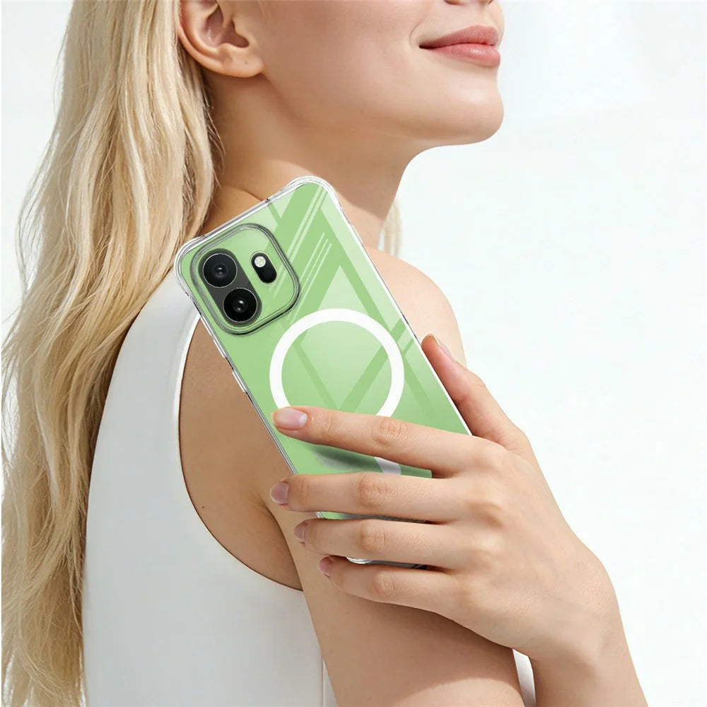 IMAK for OnePlus 15T 5G Magnetic Case Airbag Shockproof Protection TPU Phone Cover - Transparent - 5