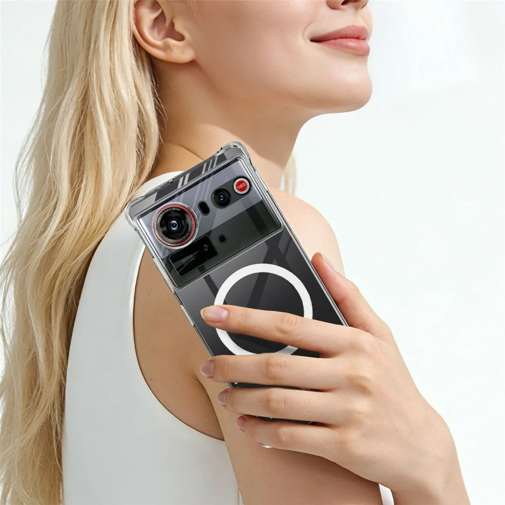 IMAK for ZTE nubia Z80 Ultra 5G Magnetic Case Airbag Shockproof Protection TPU Phone Cover - Transparent - 5