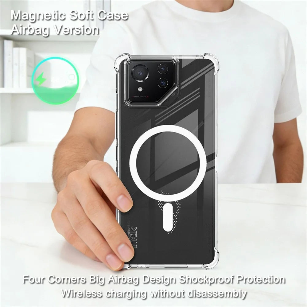 IMAK Magnetic Case for Asus ROG Phone 8 5G  /  Phone 8 Pro 5G Airbag Shockproof Protection TPU Phone Cover - Transparent - 3