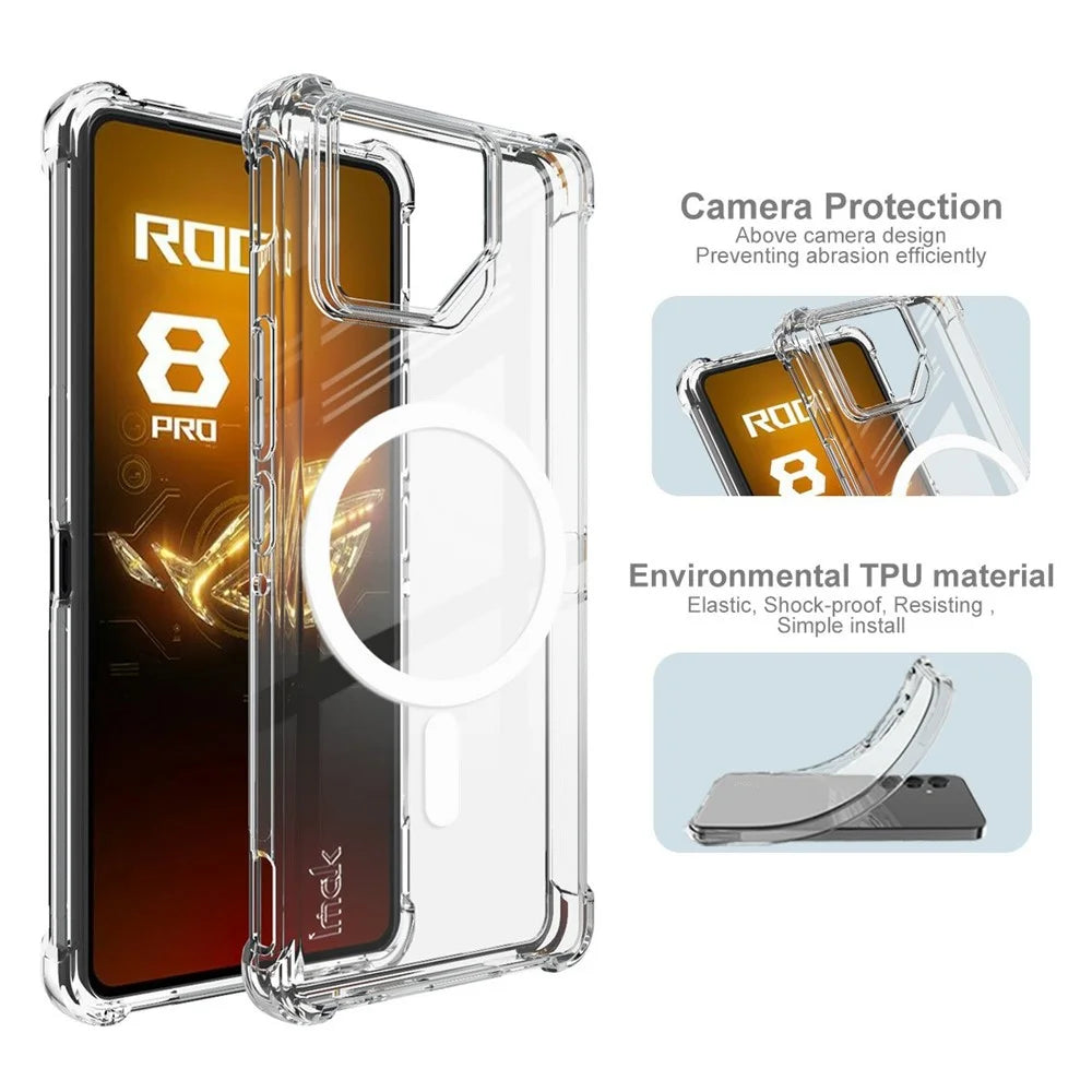 IMAK Magnetic Case for Asus ROG Phone 8 5G  /  Phone 8 Pro 5G Airbag Shockproof Protection TPU Phone Cover - Transparent - 7