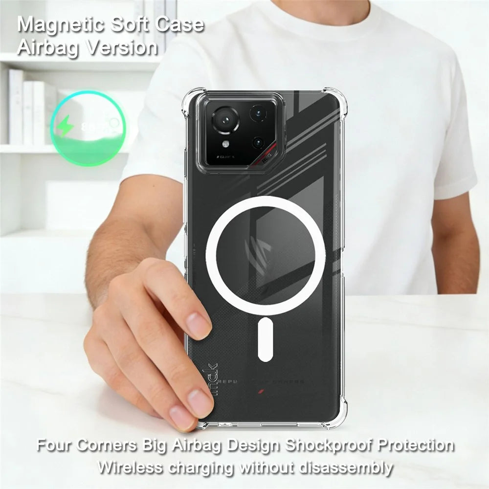 IMAK Magnetic Case for Asus ROG Phone 9 5G  /  Phone 9 Pro 5G  /  Phone 9 FE 5G Airbag Shockproof Protection TPU Phone Cover - Transparent - 3