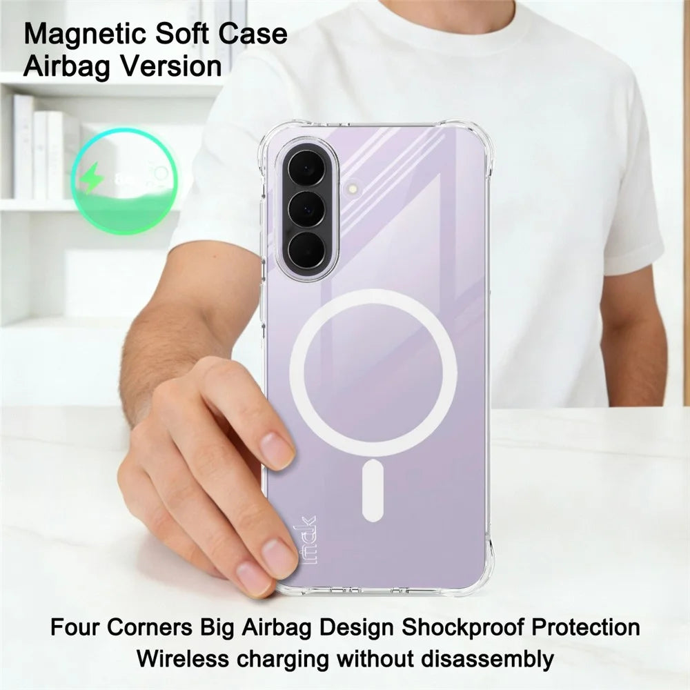 IMAK for Samsung Galaxy A37 5G Magnetic Case Airbag Shockproof Protection TPU Phone Cover - Transparent - 3