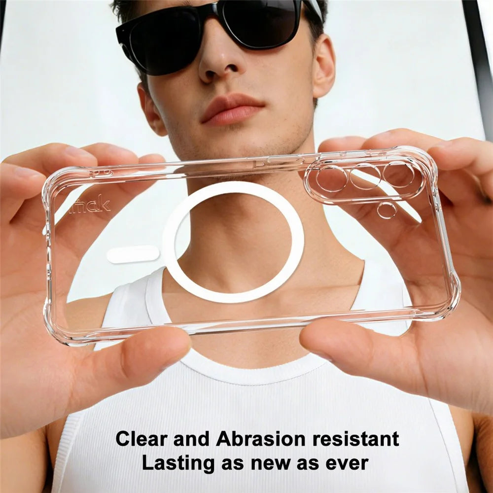 IMAK for Samsung Galaxy A37 5G Magnetic Case Airbag Shockproof Protection TPU Phone Cover - Transparent - 4