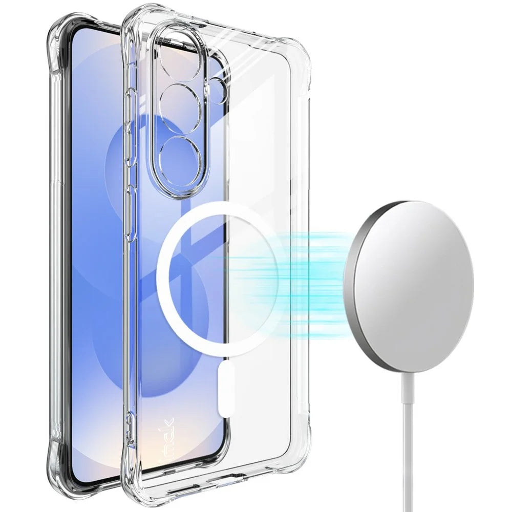 IMAK for Samsung Galaxy S26 Magnetic Case Airbag Shockproof Protection TPU Phone Cover - Transparent - 1