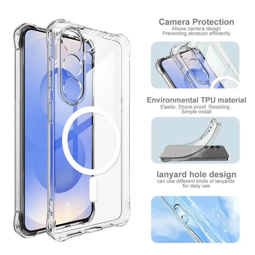 IMAK for Samsung Galaxy S26 Magnetic Case Airbag Shockproof Protection TPU Phone Cover - Transparent - 7