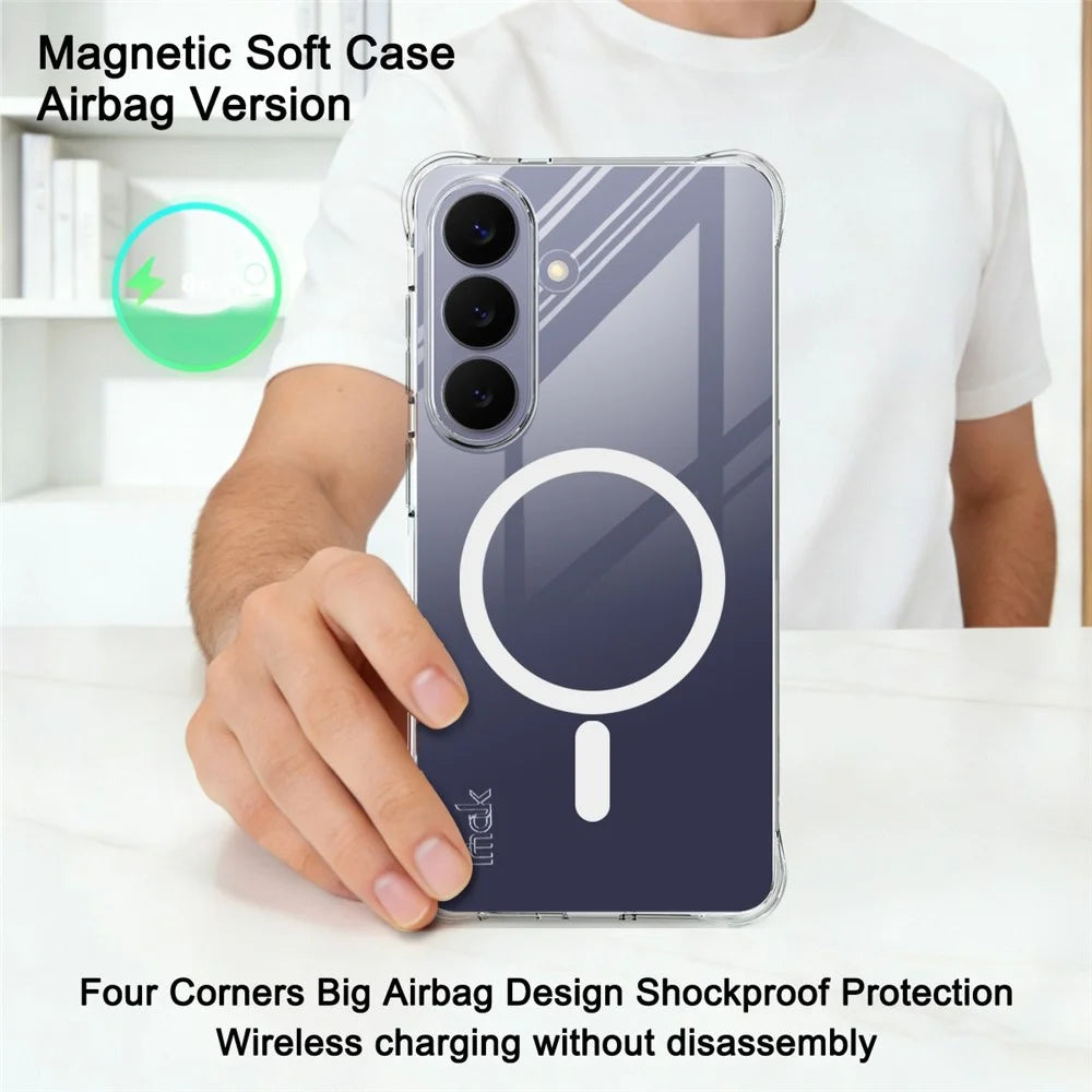 IMAK for Samsung Galaxy S26+ Magnetic Case Airbag Shockproof Protection TPU Phone Cover - Transparent - 3