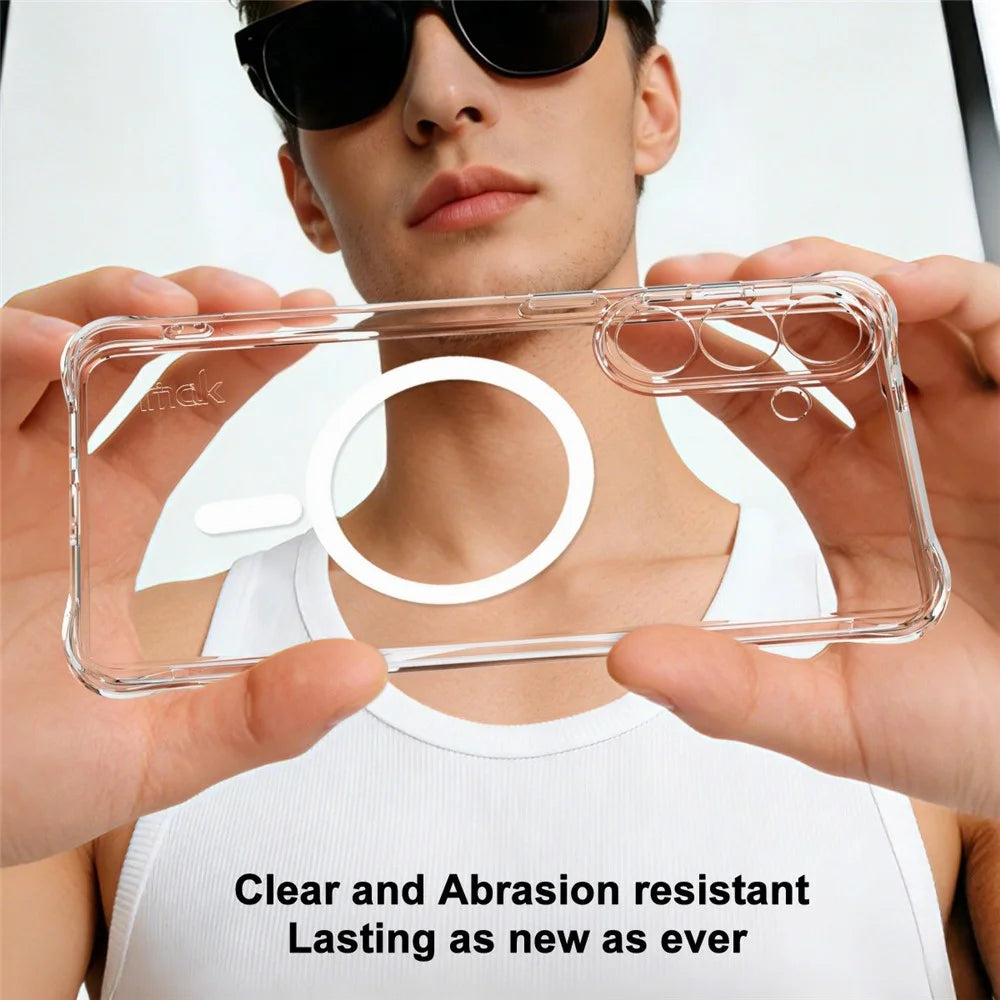 IMAK for Samsung Galaxy S26+ Magnetic Case Airbag Shockproof Protection TPU Phone Cover - Transparent - 4