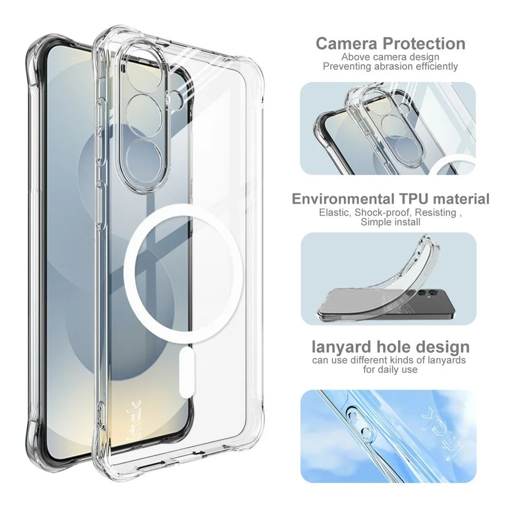 IMAK for Samsung Galaxy S26+ Magnetic Case Airbag Shockproof Protection TPU Phone Cover - Transparent - 7