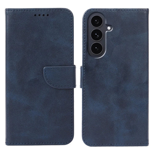 For Samsung Galaxy A27 5G Case Wallet Stand Magnetic Clasp Closure Calf Texture Leather Phone Cover - Blue - 1