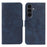 For Samsung Galaxy A27 5G Case Wallet Stand Magnetic Clasp Closure Calf Texture Leather Phone Cover - Blue - 1