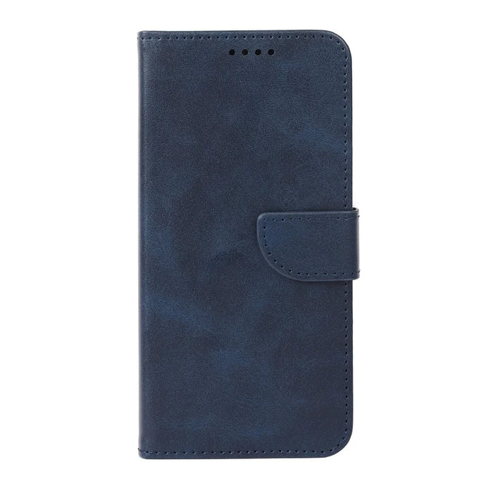 For Samsung Galaxy A27 5G Case Wallet Stand Magnetic Clasp Closure Calf Texture Leather Phone Cover - Blue - 5