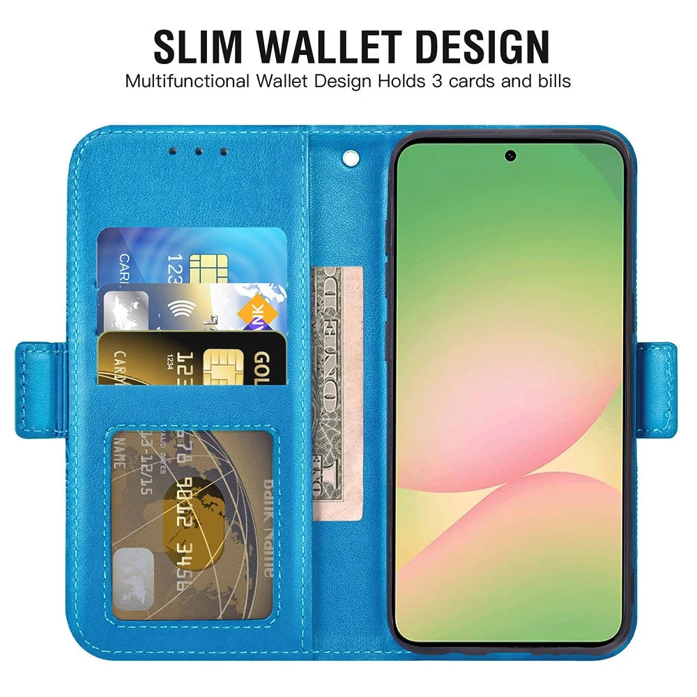 For Samsung Galaxy A27 5G Case Peony Imprinted  TPU PU Leather Wallet Phone Cover with Wrist Strap - Blue - 2