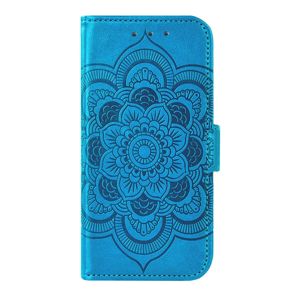 For Samsung Galaxy A27 5G Case Peony Imprinted  TPU PU Leather Wallet Phone Cover with Wrist Strap - Blue - 7