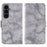 For Samsung Galaxy A27 5G Leather Case Marble Pattern Phone Wallet Stand Cover with Wrist Strap - Grey - 1
