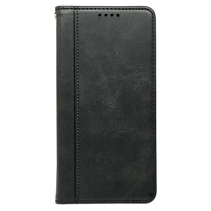 For Samsung Galaxy A27 5G Phone Case Hidden Magnetic Closure Calf Texture Leather Phone Cover - Black - 5