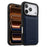 MELKCO For iPhone 17 Pro Max Case Genuine Cow Leather Coated PC Phone Cover - Dark Blue - 1