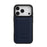 MELKCO For iPhone 17 Pro Max Case Genuine Cow Leather Coated PC Phone Cover - Dark Blue - 3