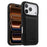 MELKCO For iPhone 17 Pro Case Genuine Cow Leather Coated PC Phone Cover - Black - 1