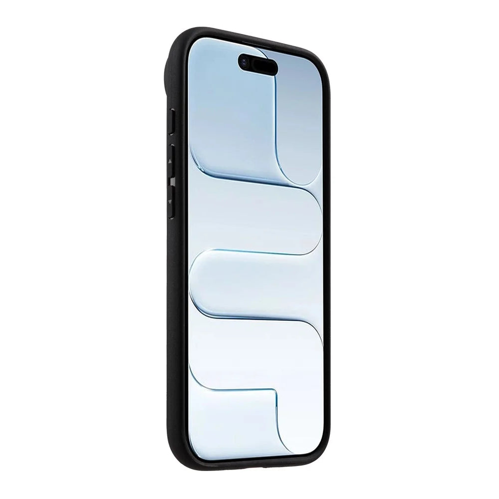 MELKCO For iPhone Air Case Genuine Cow Leather Coated PC Phone Cover - Black - 3