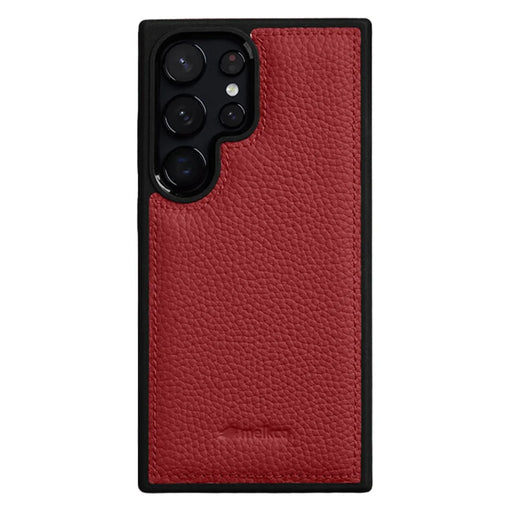 MELKCO For Samsung Galaxy S26 Ultra Case Genuine Cow Leather Coated PC Phone Cover - Red - 1