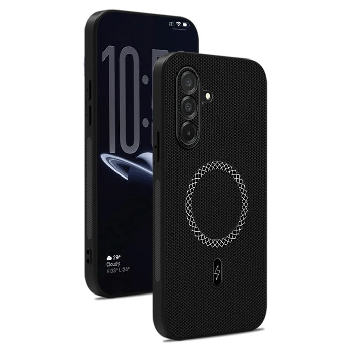 For Samsung Galaxy A27 5G Case Triangle Texture PU Leather Shockproof Ultra Thin Cover - Black - 1