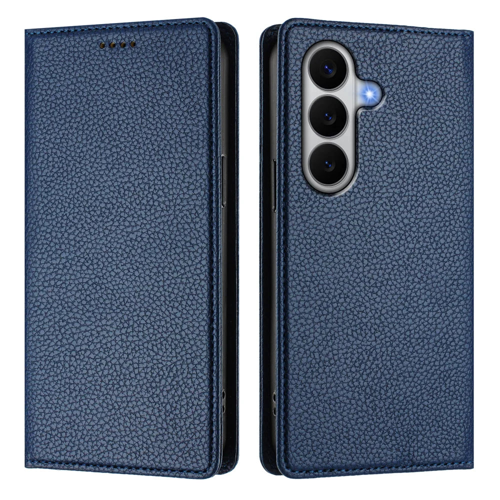 For Samsung Galaxy A27 5G Wallet Case RFID Blocking Litchi Texture Leather Mobile Cover - Dark Blue - 1