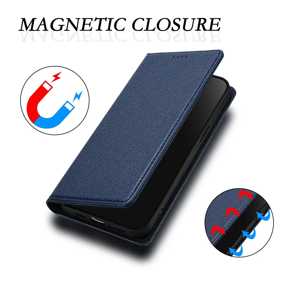 For Samsung Galaxy A27 5G Wallet Case RFID Blocking Litchi Texture Leather Mobile Cover - Dark Blue - 7