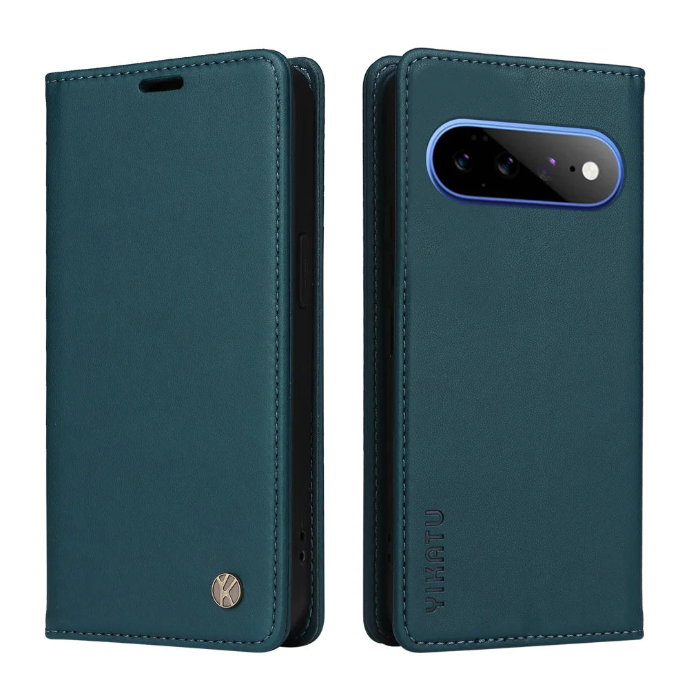 YIKATU for Google Pixel 11 Pro XL  YK-001 Phone Cases Magnetic Closure PU Leather Mobile Cover - Green - 1