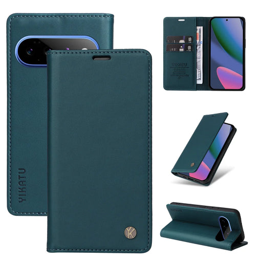 YIKATU for Google Pixel 11 Pro XL  YK-001 Phone Cases Magnetic Closure PU Leather Mobile Cover - Green - 2