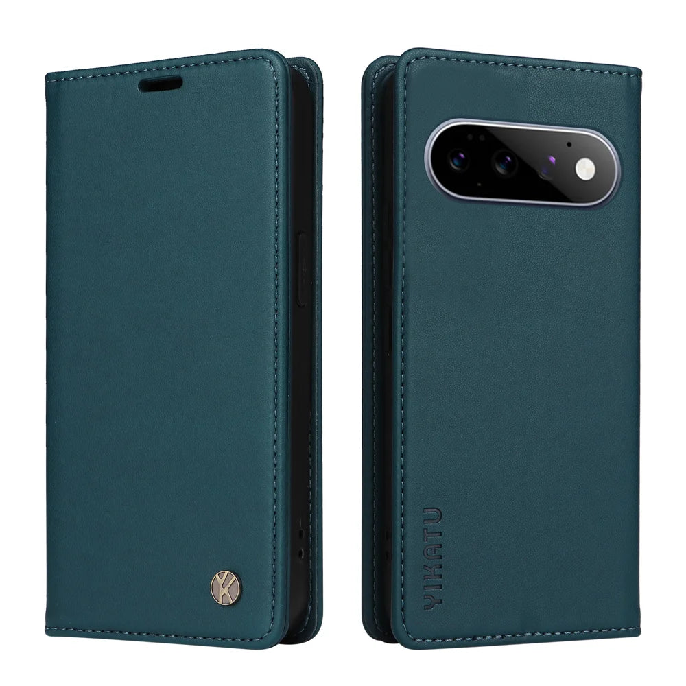 YIKATU for Google Pixel 11 Pro  YK-001 Phone Cases Magnetic Closure PU Leather Mobile Cover - Green - 1